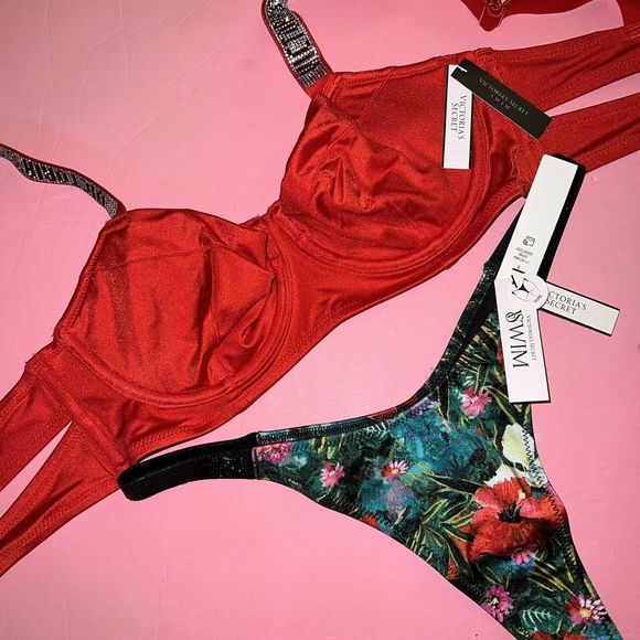 Victoria's Secret Other - Victoria's Secret 32DDD,34B,34D,34DD,34DDD BIKINI S thong shine strap Red Green
